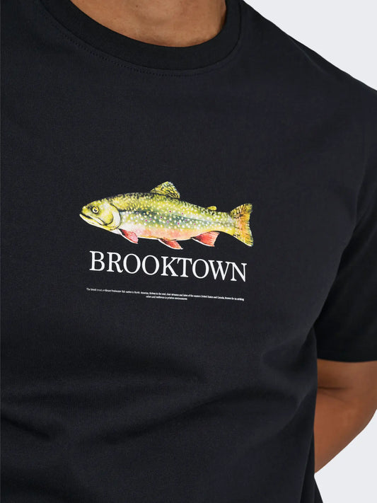 Brooklyn Camiseta negra estampada only
