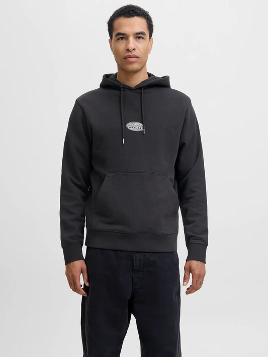 Sudadera "MCMXC" negra estampada en la espalda con capucha "MCMXC"