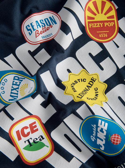 Camiseta Azul Estampada en la espalda