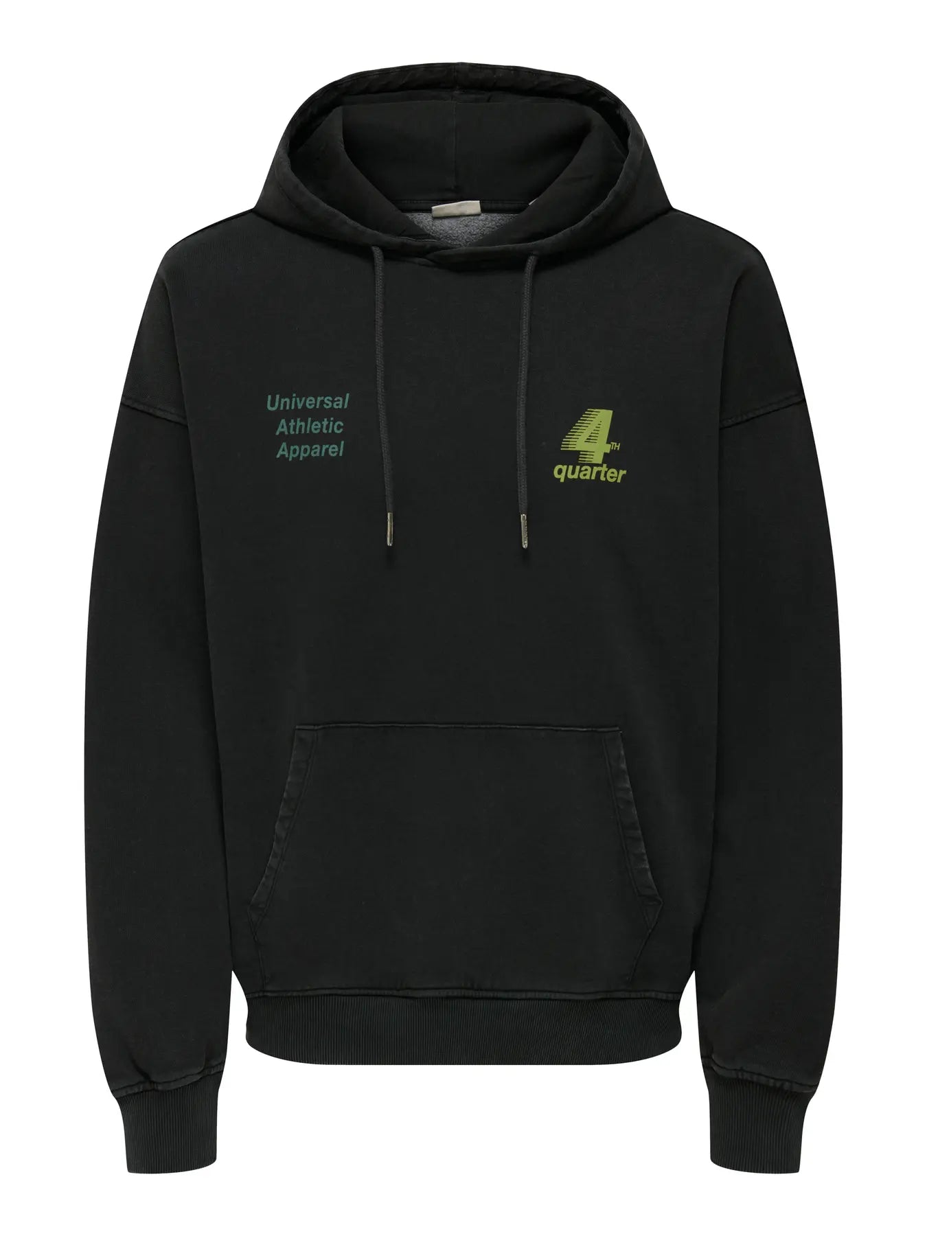 Sudadera negra estampada en la espalda con capucha