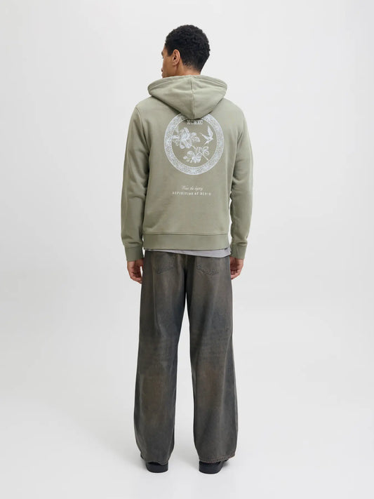 Sudadera "MCMXC" verde estampada en la espalda con capucha