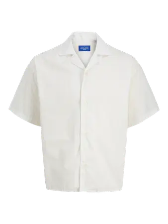 Camisa a rayas blanca "Resort" de manga corta